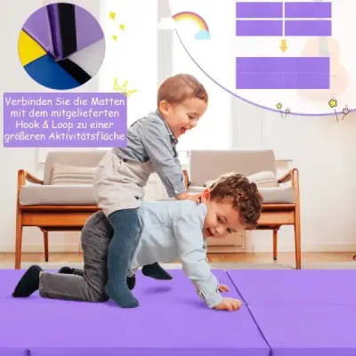 Skládací měkká podložka se 2 rukojeťmi Protiskluzová podložka do posilovny 180 x 60 x 5 cm Růžová