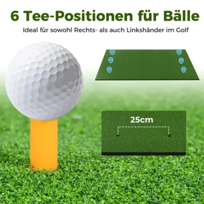 Podložka na odpaliště 3 v 1 pro golf s umělým trávníkem 2 golfová odpaliště 2 zarovnávací tyče a 6 předvrtaných otvorů na odpaliště 152 x 92 cm 27 mm