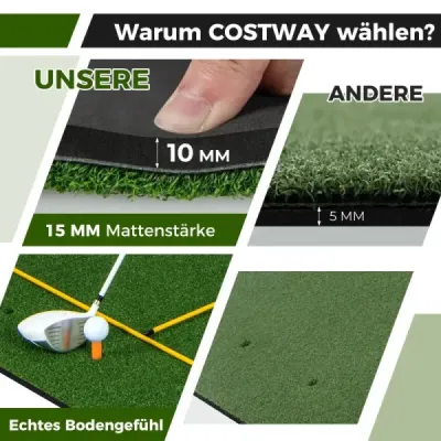 Podložka na odpaliště 3 v 1 pro golf s umělým trávníkem 2 golfová odpaliště 2 zarovnávací tyče a 6 předvrtaných otvorů na odpaliště 152 x 92 cm 27 mm