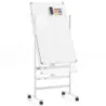 60 x 100 cm Oboustranná magnetická tabule s kolečky a stojanem a zásobníkem na pera Bílá