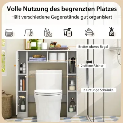 WC skříňka se 2 otevřenými přihrádkami a 4 nastavitelnými policemi koupelnová skříňka bílá