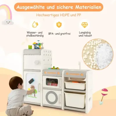 Dětská skříňka na hračky s magnetickou tabulí a odnímatelným umyvadlem a baterií