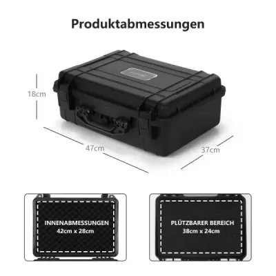 Víceúčelový přenosný box s pěnovou vložkou vodotěsné pouzdro na fotoaparát uzamykatelné černé