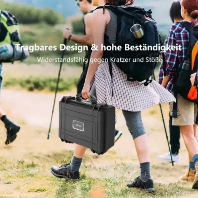 Víceúčelový přenosný box s pěnovou vložkou vodotěsné pouzdro na fotoaparát uzamykatelné černé