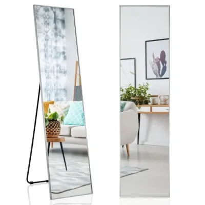 Celoplošné zrcadlo 160 x 40 cm Stojanové zrcadlo 2 v 1 a nástěnné zrcadlo vyrobené ze stříbrného skla odolného vůči rozbití