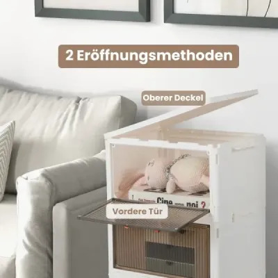 3-patrové úložné boxy s víkem a magnetickými průhlednými dveřmi a kolečky