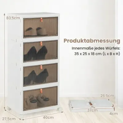 4-patrové úložné boxy s víkem a magnetickými průhlednými dveřmi a kolečky
