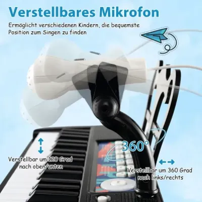 37 kláves dětská klávesnice dětské elektronické piano se židlí mikrofonem a stojanem na noty černá