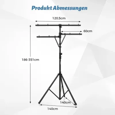Light active s robustní základnou přenosné osvětlení s T-tyčí s nosností do 45 kg černá