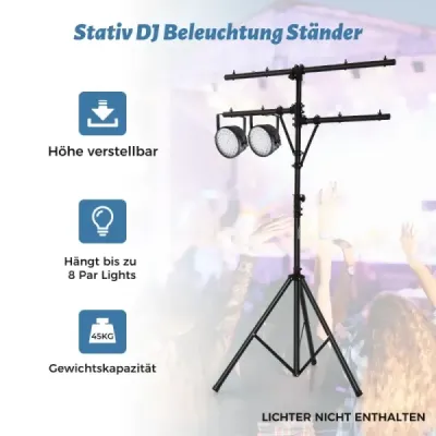 Light active s robustní základnou přenosné osvětlení s T-tyčí s nosností do 45 kg černá