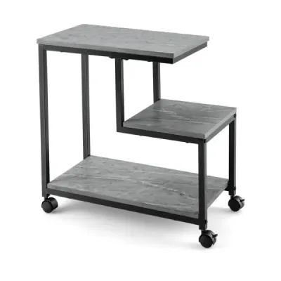 3-úrovňový noční stolek s mramorovým vzhledem a univerzálními kolečky Moderní noční stolek 60 x 30 x 59 cm