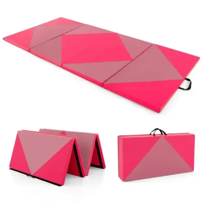Skládací měkká podlahová podložka Přenosná podložka do tělocvičny Yoga Mat 240 x 117 x 5 cm Růžová