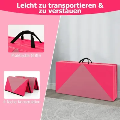 Skládací měkká podlahová podložka Přenosná podložka do tělocvičny Yoga Mat 240 x 117 x 5 cm Růžová