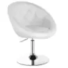 Otočná kulatá židle s čalouněným opěradlem a PU kůží a chromovou základnou Make-up Chair White