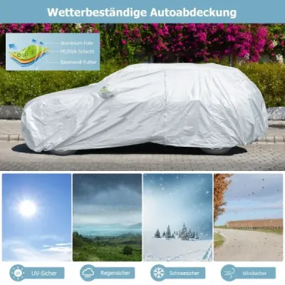 Nepromokavá plachta pro vozidla Kryt na auto s dveřmi na zip 516 x 191 x 164 cm Stříbrná