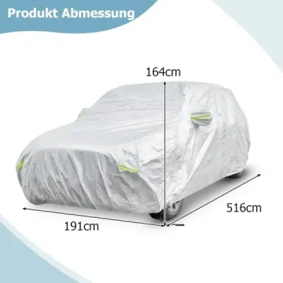 Nepromokavá plachta pro vozidla Kryt na auto s dveřmi na zip 516 x 191 x 164 cm Stříbrná