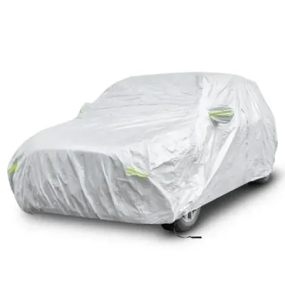 Nepromokavá plachta na vozidla Kryt na auto s dveřmi na zip 492 x 191 x 154 cm Stříbrná