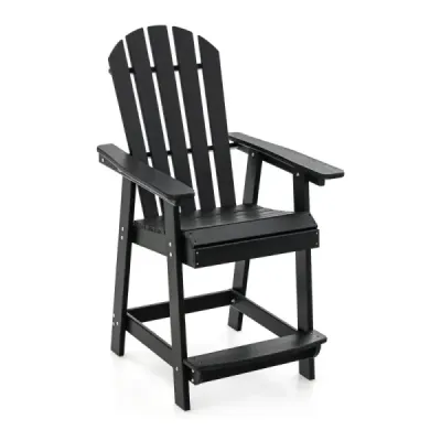 Venkovní bar židle s područkou a opěrkou nohou HDPE Patio židle odolná vůči povětrnostním vlivům Pub Stool Black