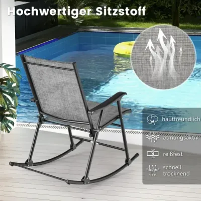 Skládací houpací křesla sada 2 zahradních křesel s prodyšnou látkou k sezení 82 x 64 x 91 cm