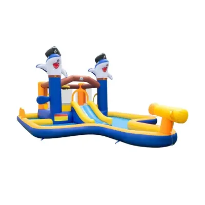 7 v 1 nafukovací nafukovací domeček s tobogánem a bazénem 578 x 408 x 250 cm