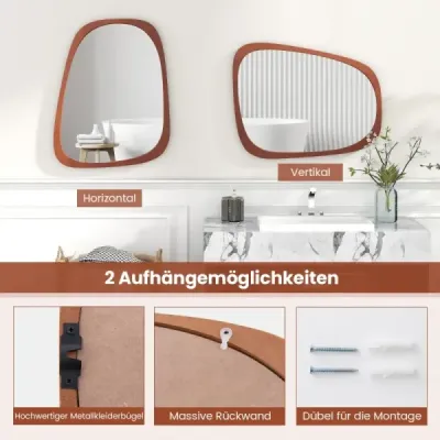 Dekorativní nástěnné zrcadlo s rustikálním rámem Asymetrické zrcadlo 68 x 53,5 cm