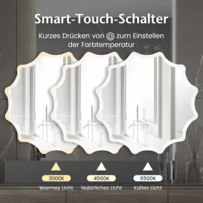 Koupelnové zrcadlo s vyhříváním proti zamlžování design LED zrcadlo nástěnné zrcadlo 60 x 60 cm