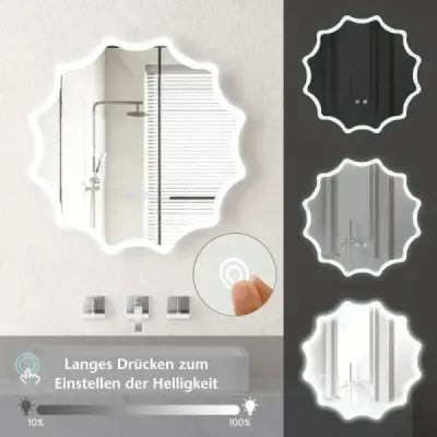 Koupelnové zrcadlo s vyhříváním proti zamlžování design LED zrcadlo nástěnné zrcadlo 60 x 60 cm