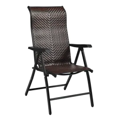 Zahradní židle polyratanová skládací židle s 5-pozičním nastavitelným opěradlem 69 x 58 x 85 - 112 cm