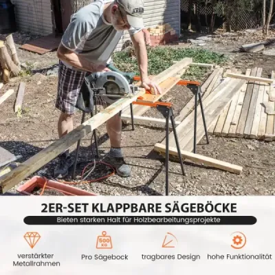 2 x pracovní koza na řezání Sklápěcí lešení s nosností do 500 kg 96,5 x 47 x 76 cm