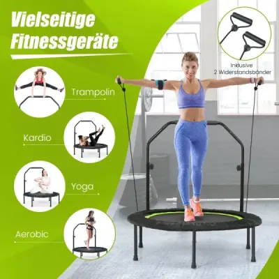 ?101 cm mini trampolína s výškově nastavitelnou rukojetí a 2 odporovými pásy Zelená