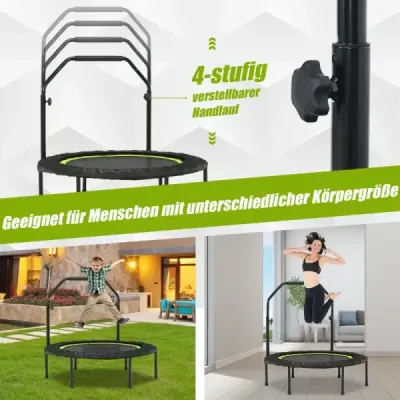 ?101 cm mini trampolína s výškově nastavitelnou rukojetí a 2 odporovými pásy Zelená