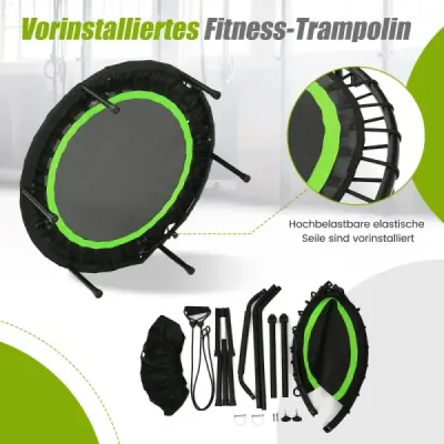 ?101 cm mini trampolína s výškově nastavitelnou rukojetí a 2 odporovými pásy Zelená