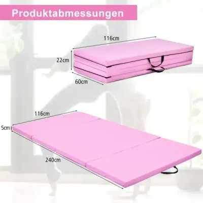Gymnastická podložka s odnímatelným potahem z PU kůže 240 x 117 x 5 cm Fialová + růžová