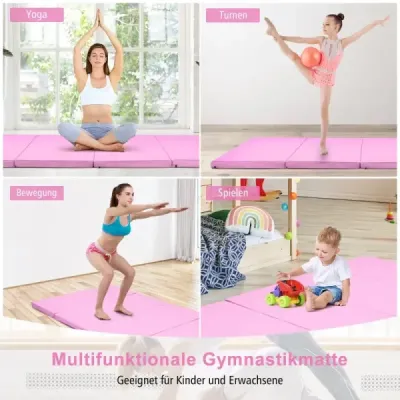 Gymnastická podložka s odnímatelným potahem z PU kůže 240 x 117 x 5 cm Fialová + růžová