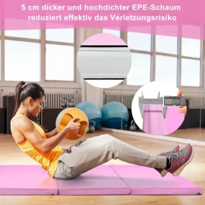 Gymnastická podložka s odnímatelným potahem z PU kůže 240 x 117 x 5 cm Fialová + růžová