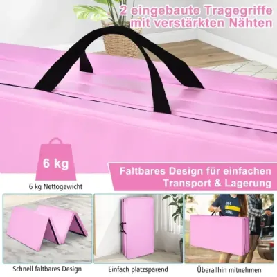 Gymnastická podložka s odnímatelným potahem z PU kůže 240 x 117 x 5 cm Fialová + růžová
