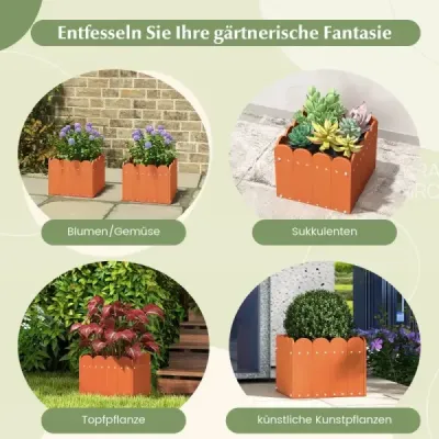 2er květináč odolný vůči povětrnostním vlivům HDPE zahradní květináč obdélníkový 32 x 30 x 25 cm oranžový