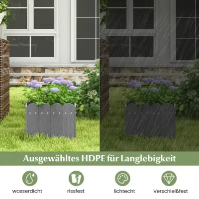 2er květináč odolný vůči povětrnostním vlivům HDPE zahradní květináč obdélníkový 32 x 30 x 25 cm šedý