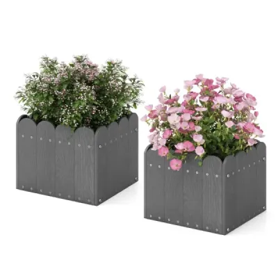 2er květináč odolný vůči povětrnostním vlivům HDPE zahradní květináč obdélníkový 32 x 30 x 25 cm šedý