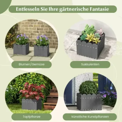 2er květináč odolný vůči povětrnostním vlivům HDPE zahradní květináč obdélníkový 32 x 30 x 25 cm šedý