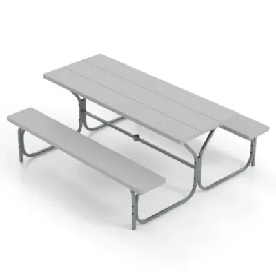 Souprava pivního setu s HDPE stolovou deskou a otvorem na deštník odolný vůči povětrnostním vlivům souprava pivního stolu 183 cm šedá