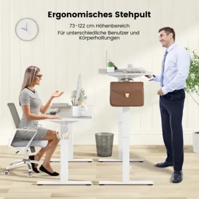 Výškově nastavitelný stůl 140 x 60 cm elektrický stojící stůl bílý
