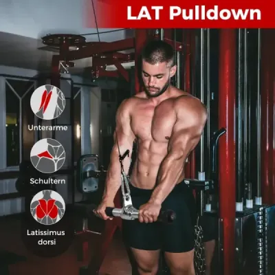 Tricep Cable Pull Down Press 4 Piece Příslušenství pro stroje s hmotností s Tricep Rope