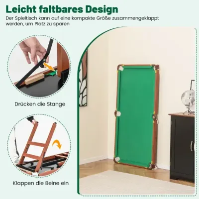 Kulečníkový stůl Skládací kulečníkový stůl včetně 2 tága 16 kulečníkových karet 2 křídy 138 x 67 x 79,5 cm