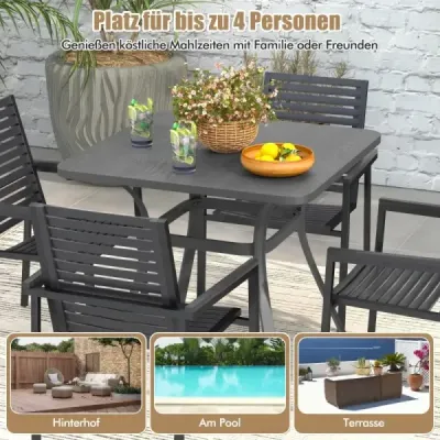Zahradní stůl s dřevěnou deskou pro 4 osoby Stůl na terasu Balkonový stůl 80 x 80 x 73 cm