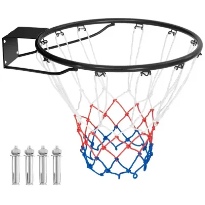 ?45cm Basketbalový koš s kroužkem a sítí pro montáž na dveře a stěnu Vnitřní mini basketbalový koš černý