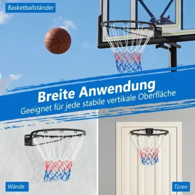 ?45cm Basketbalový koš s kroužkem a sítí pro montáž na dveře a stěnu Vnitřní mini basketbalový koš černý