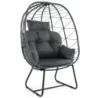 Ratanové proutěné křeslo s odnímatelným polštářem a kovovým rámem Oversized Lounge Chair Grey