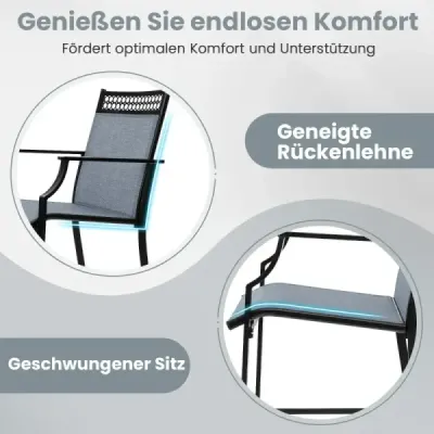 Sada 2 zahradních židlí s rychleschnoucí tkaninou Vysoké židle na terasu Balkónové židle - červené