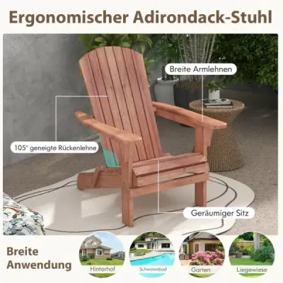Dřevěné skládací křeslo Adirondack s nosností 180 kg